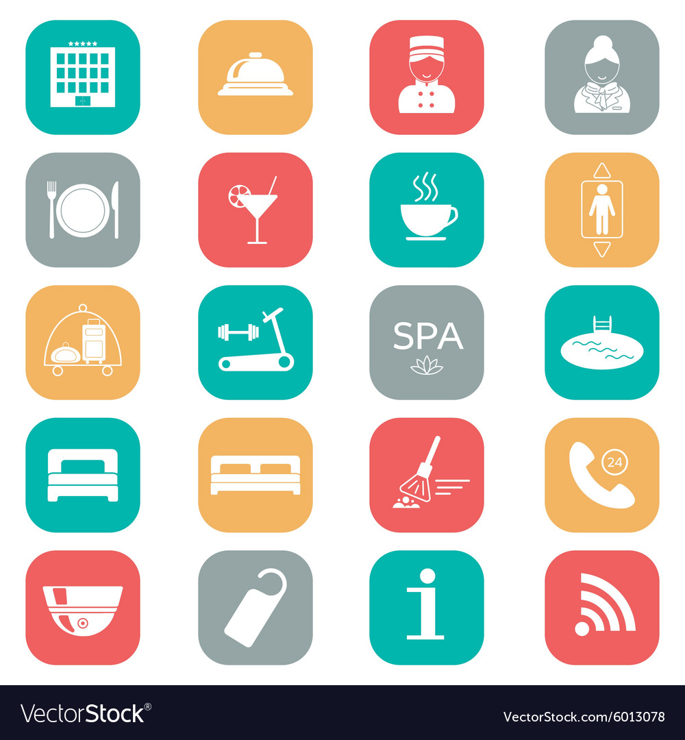 Set Of Hotel Icons Flat Design Silhouette Vector Image