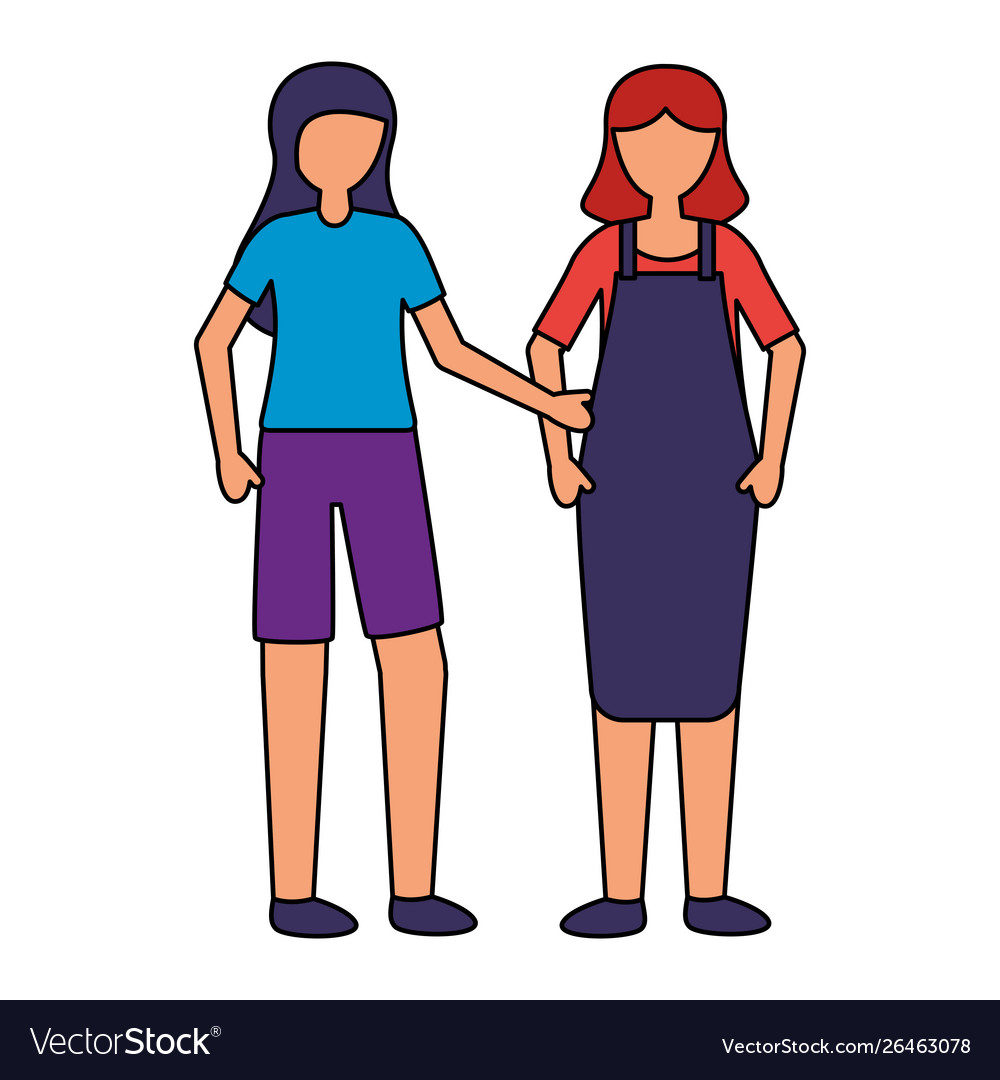 Standing Women Together On White Background Vector Image