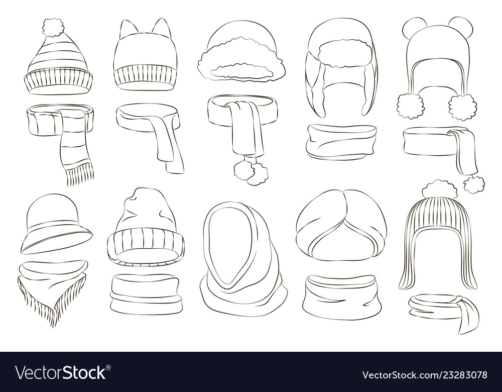 Winter or autumn headwear collection Royalty Free Vector