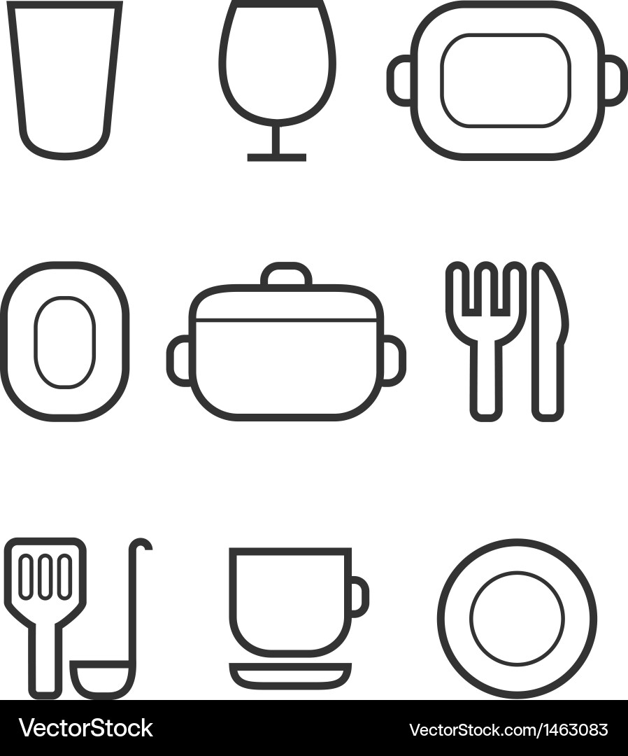 Kitchen icon set Royalty Free Vector Image - VectorStock