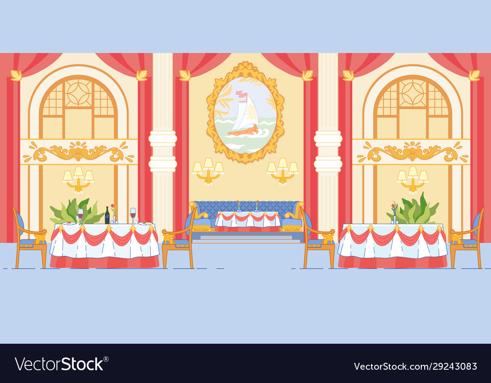 Luxury Premium Restaurant Banquet Decorated Hall Vector Image