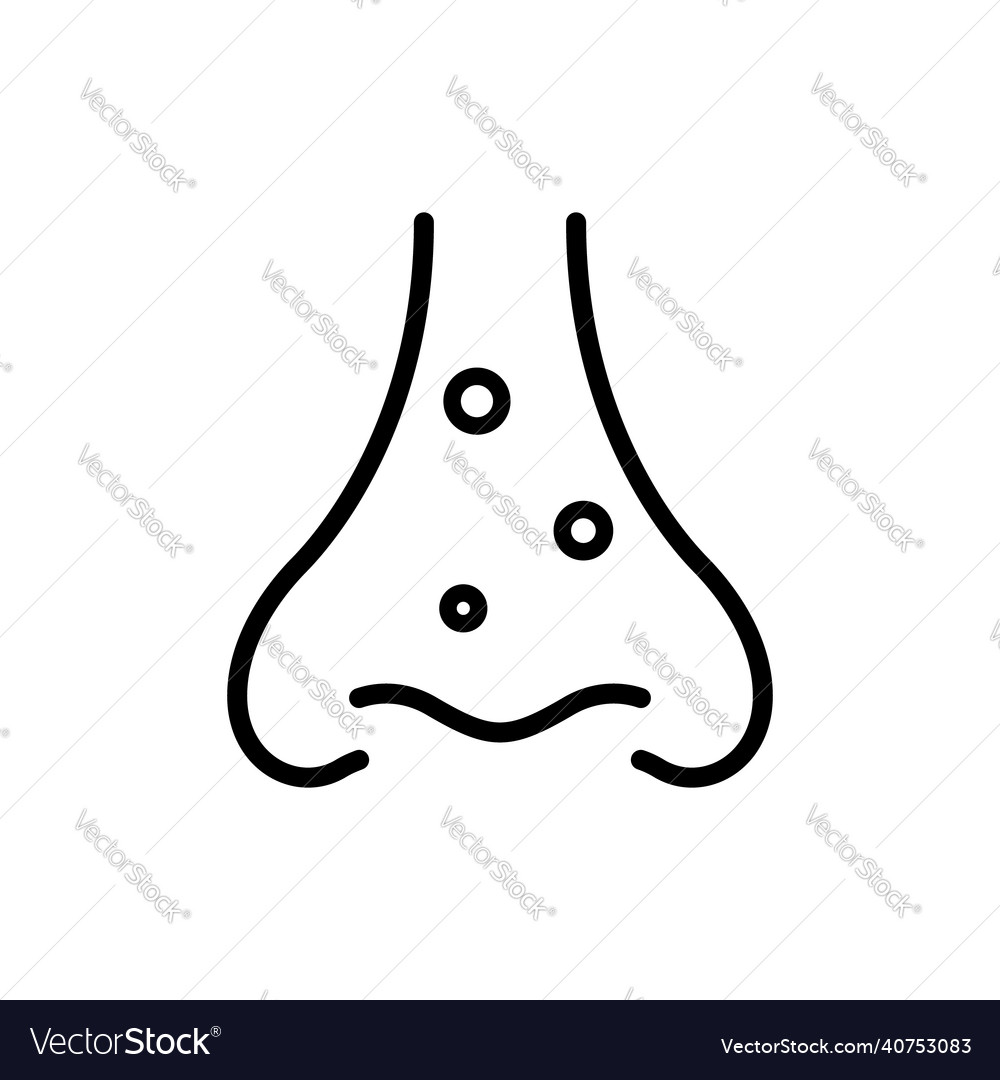 Nose with acne line icon cosmetic skin problem Vector Image