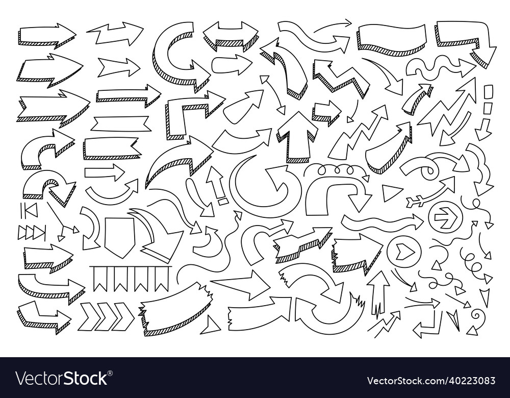 Various of different hand drawn arrow and pointer vector image Various of different hand drawn arrow and pointer vector image