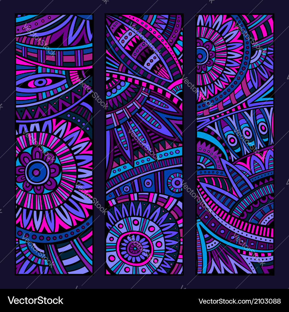 Abstract ethnic pattern card set Royalty Free Vector Image