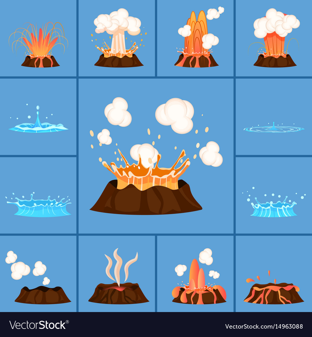 Concept of active volcano and geyser in action Vector Image