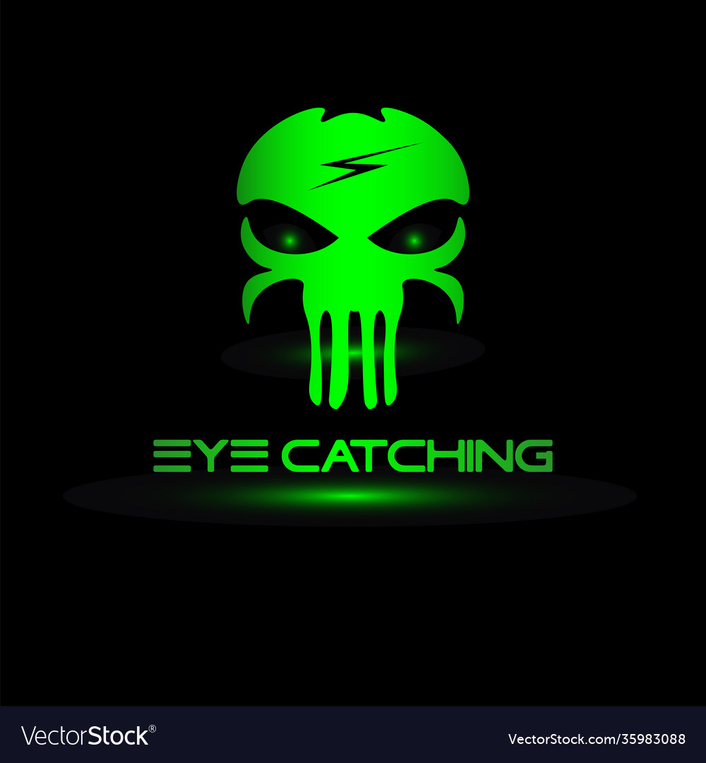 Glowing green skull Royalty Free Vector Image VectorStock