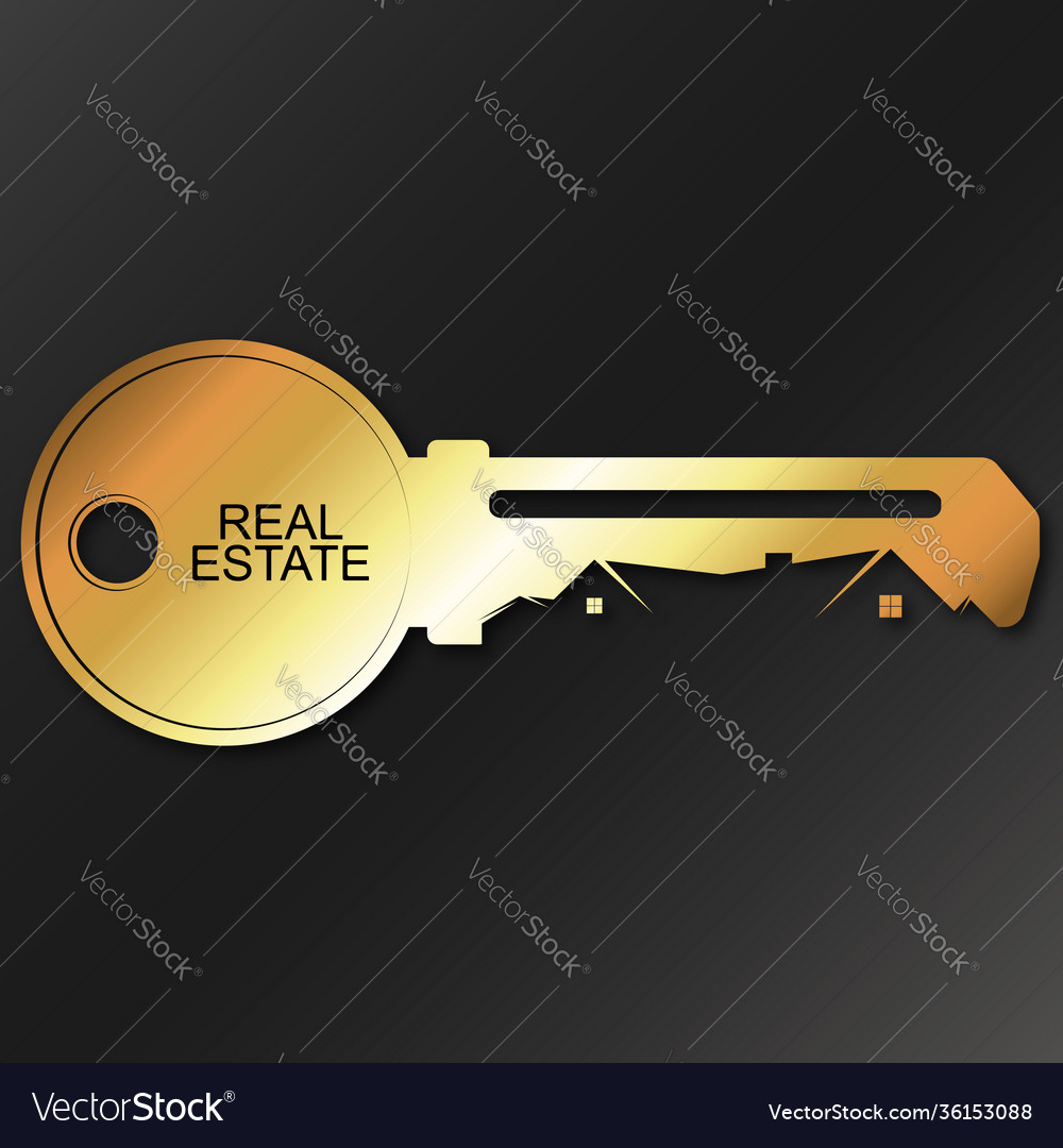 Golden key symbol real estate Royalty Free Vector Image