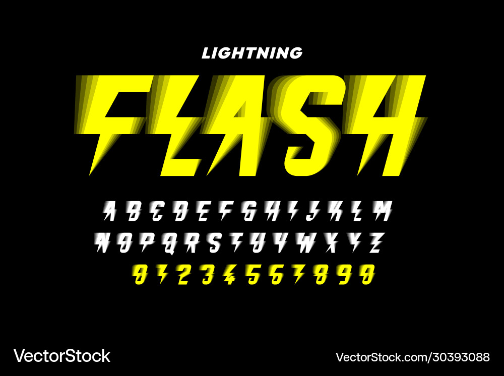 Lightning flash style font alphabet letters and Vector Image