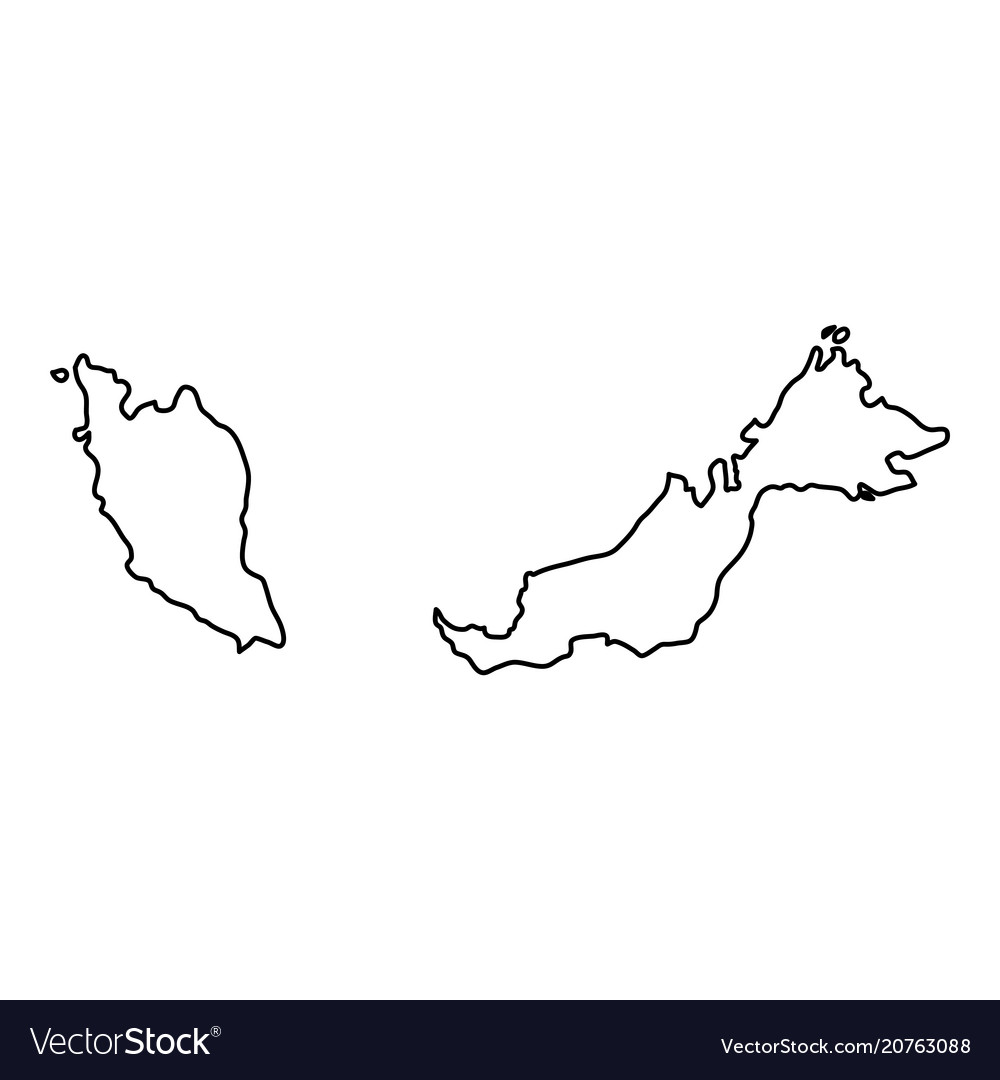 Malaysia map of black contour curves