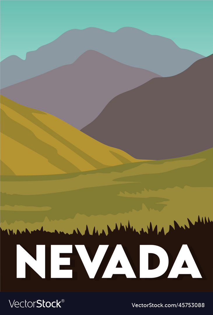 Nevada state with beautiful view Royalty Free Vector Image