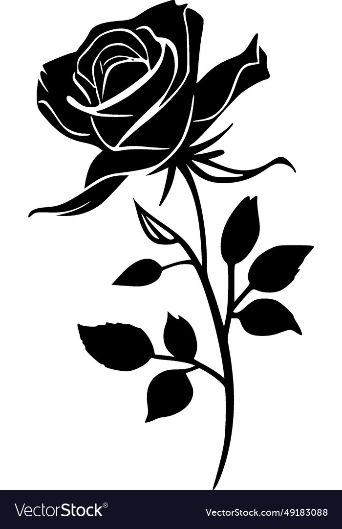 Rose - black and white Royalty Free Vector Image