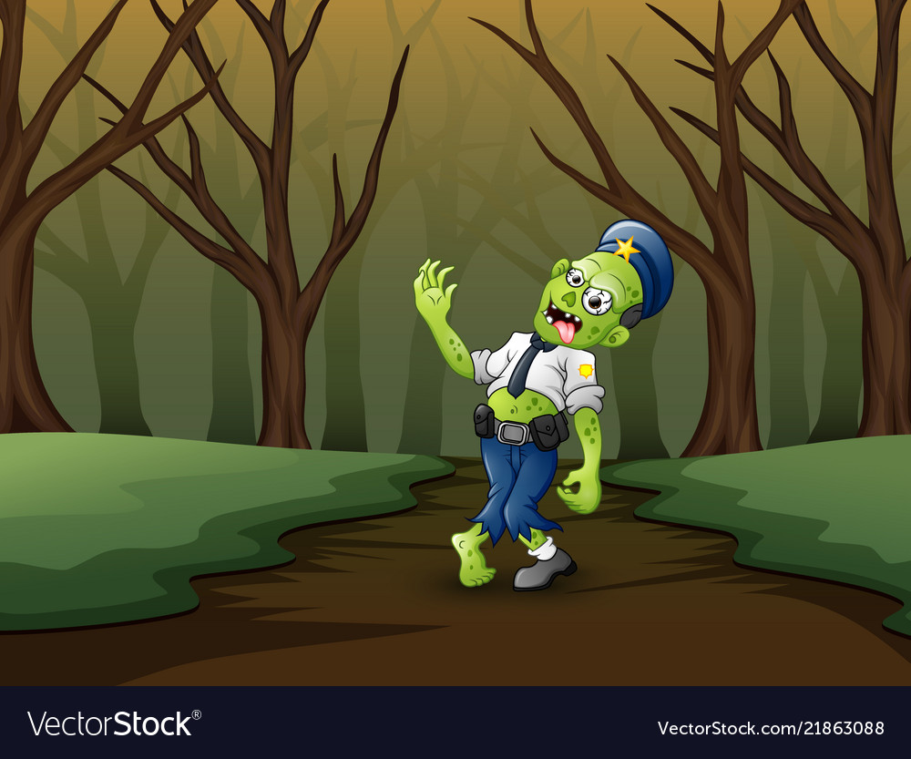 Spooky zombies walk in the forest