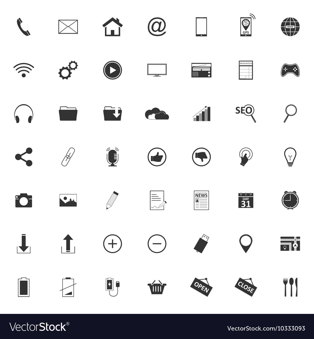 49 Different web icons pictogram Royalty Free Vector Image