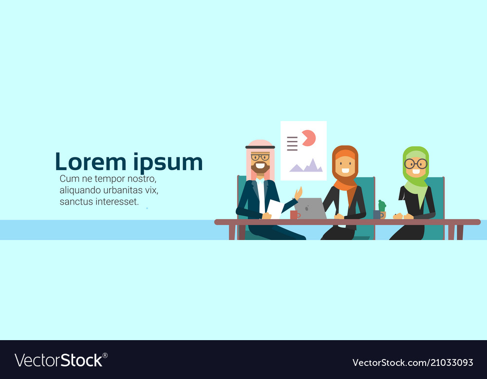 Arab Business People Group Presentation Finance Vector Image