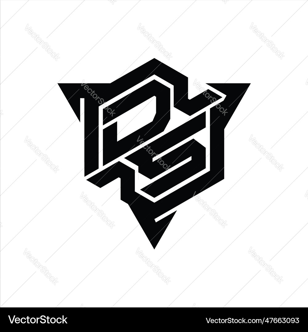 Ds logo monogram hexagon shape with triangle Vector Image