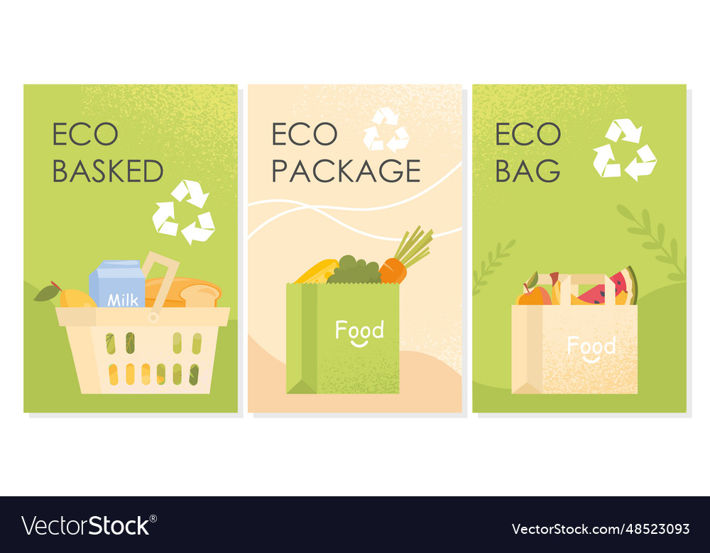 Eco package posters set Royalty Free Vector Image