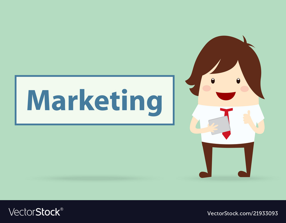 Happy businessman with marketing content business