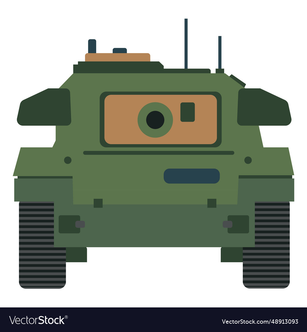 Military tank front view flat