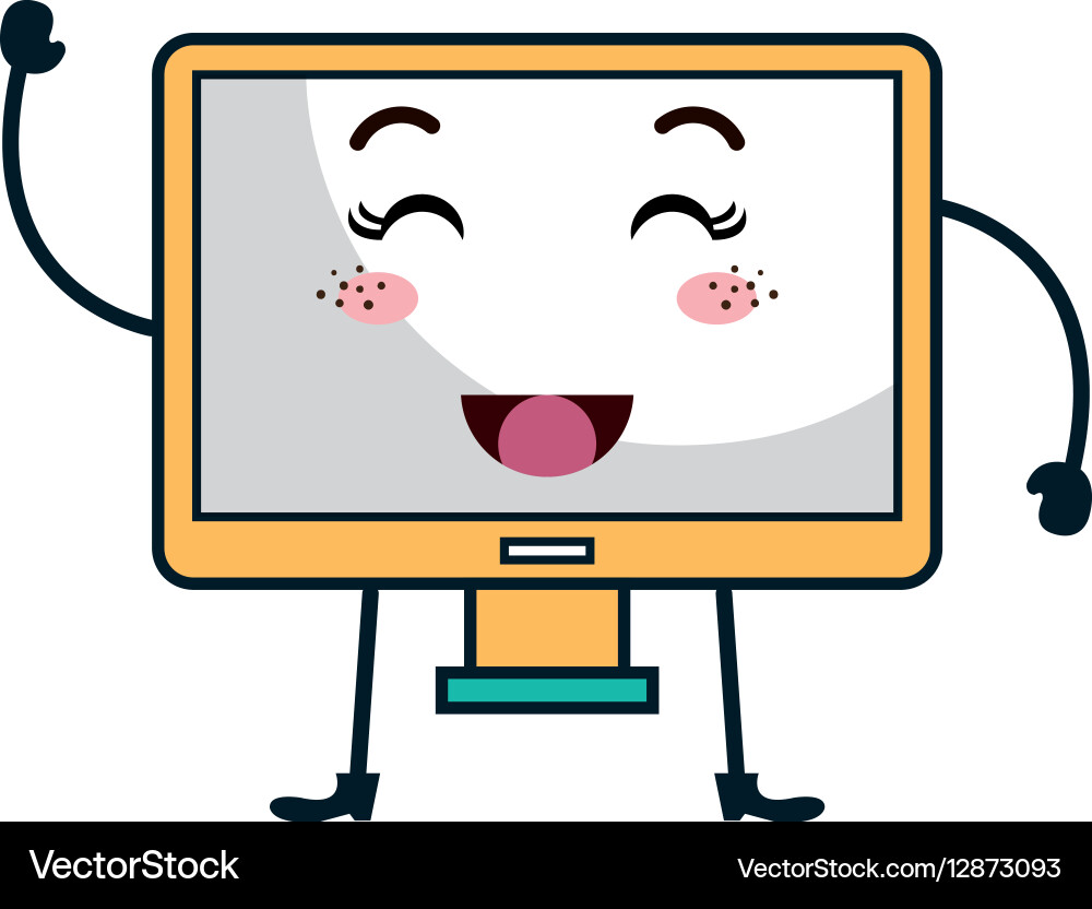Monitor computer kawaii character Royalty Free Vector Image