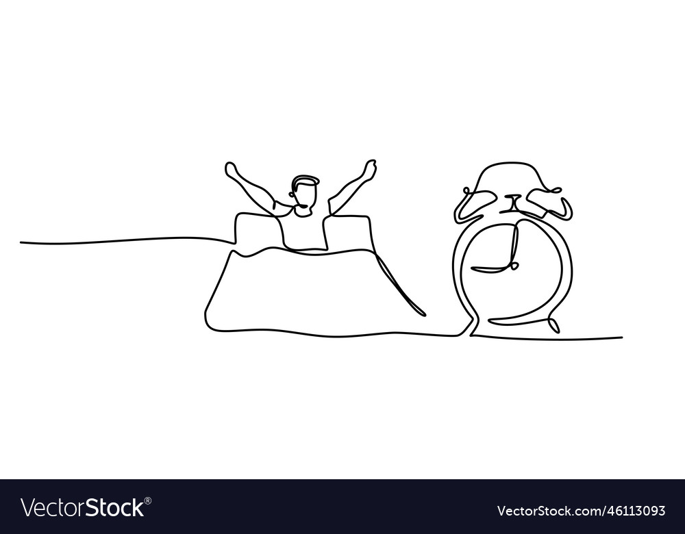 One continuous single line of man wake up Vector Image