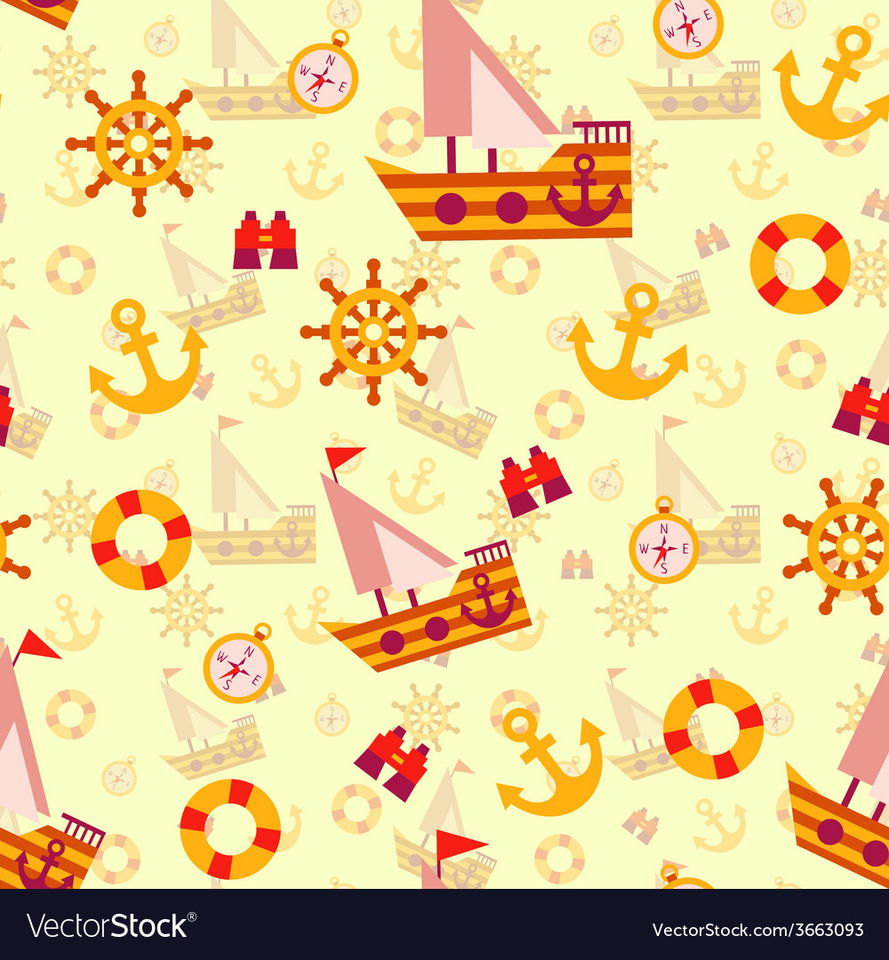 Seamless pattern with sea travel elements