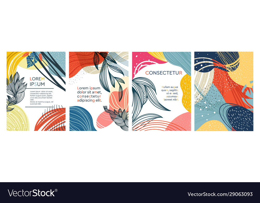 Set four abstract colorful foliate designs