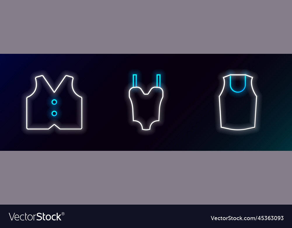 Set line undershirt waistcoat and swimsuit icon