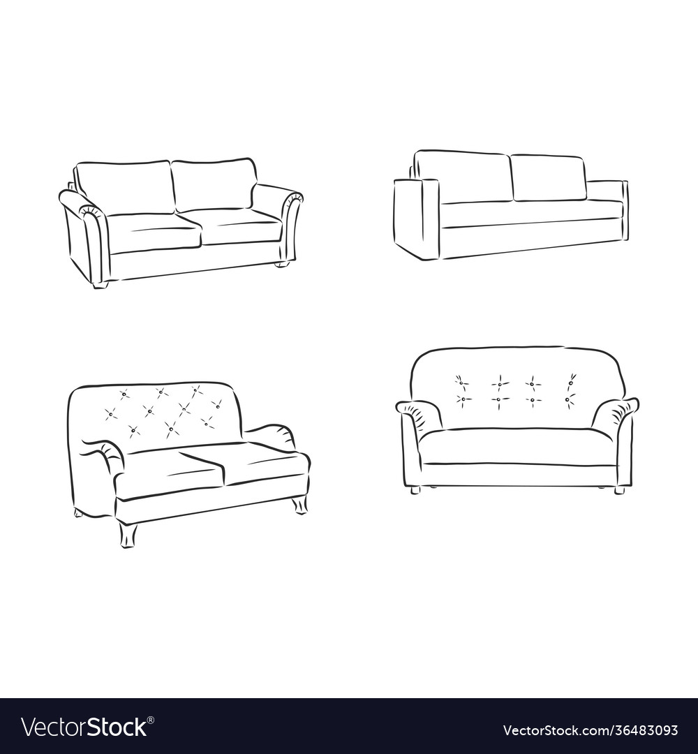 Set sofas drawings sketch style sofa