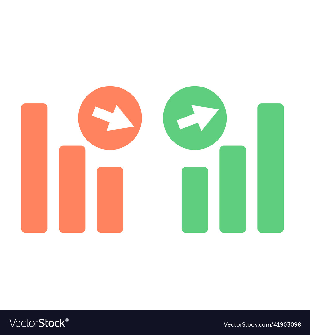 A set of bar chart for decreasing and increasing Vector Image