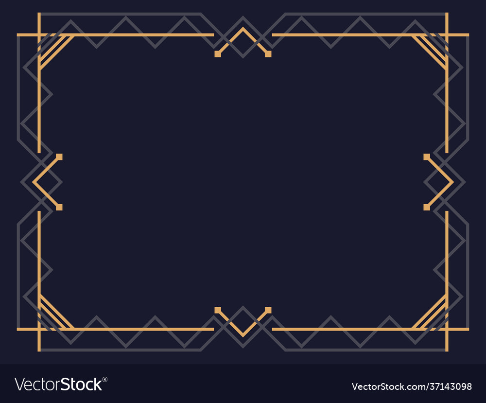 Art deco frame vintage linear border design Vector Image