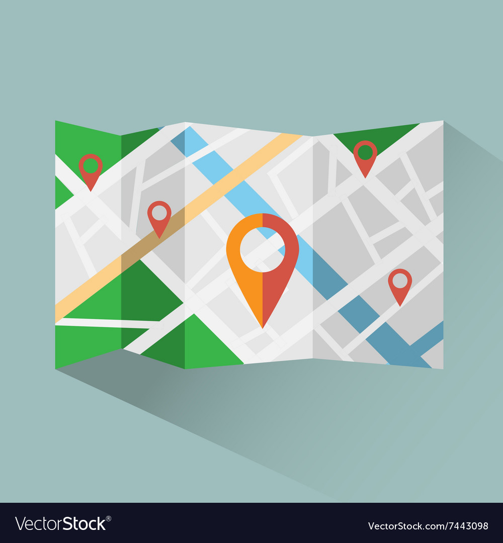 Colorful map with map pointers digital icon Vector Image