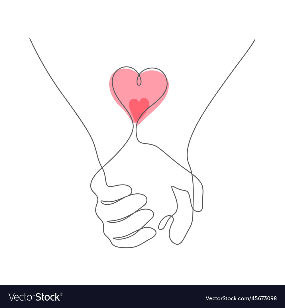 Couple hand line art one line style Royalty Free Vector