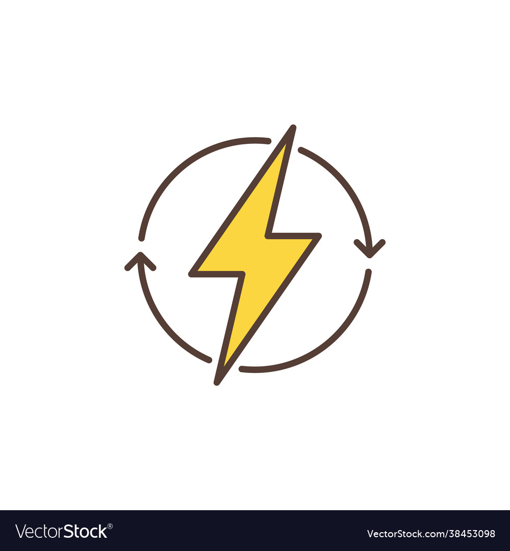 Lightning inside arrows colored icon Royalty Free Vector