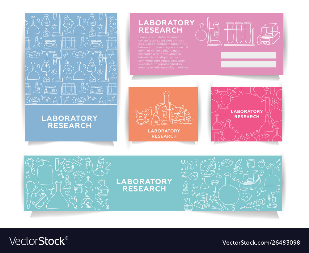 Science information cards set laboratory template