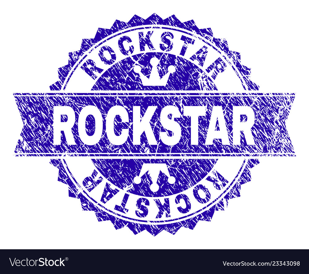 Scratched textured rockstar stamp seal with ribbon