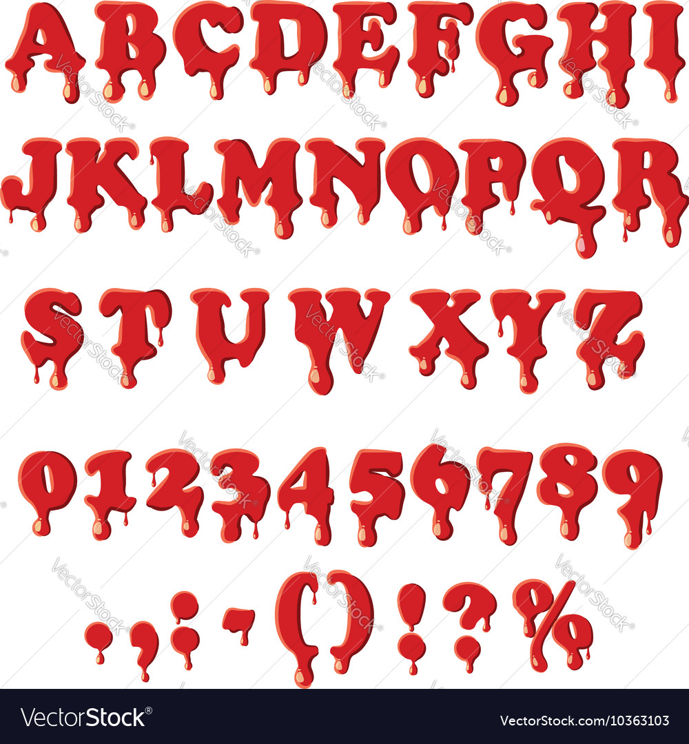 Bloody alphabet isolated on white background Vector Image