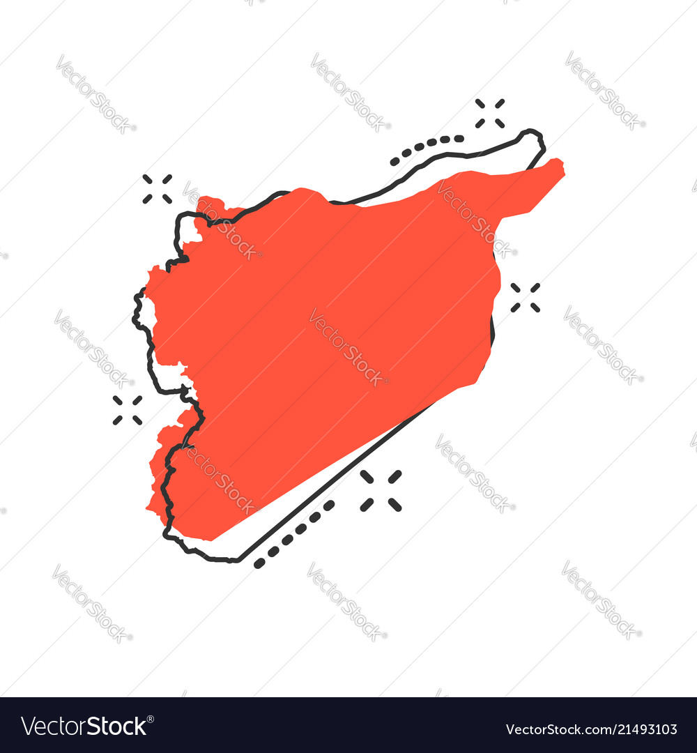 Cartoon syria map icon in comic style sign