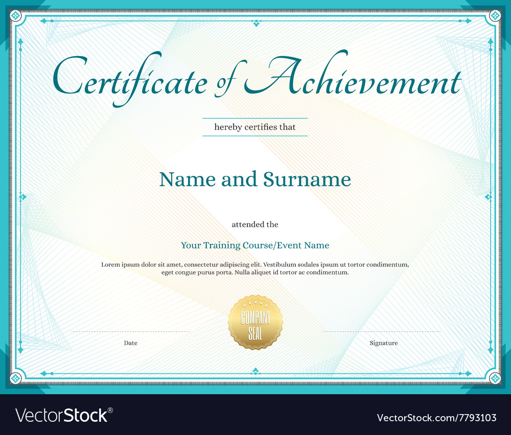 Certificate of achievement template green Vector Image