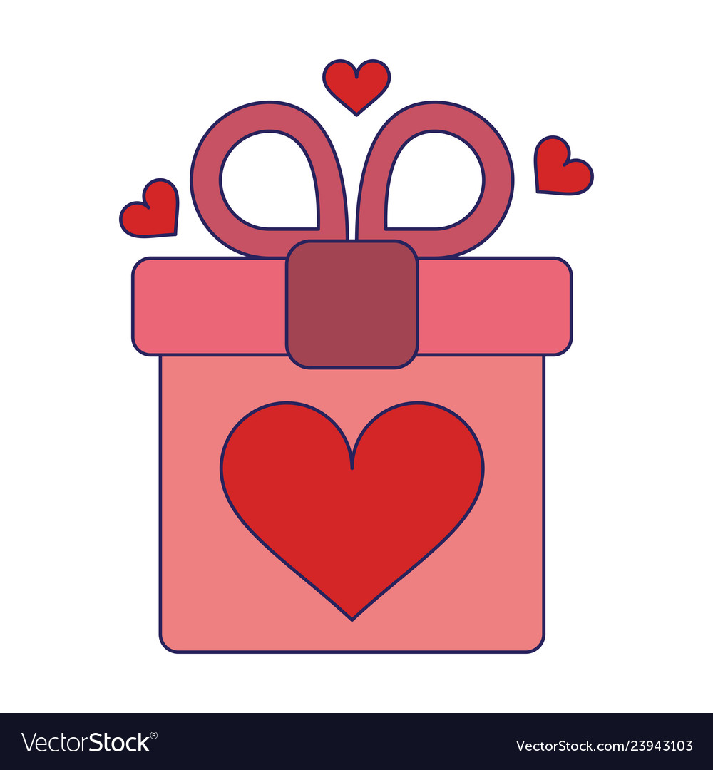 Gift box with hearts love symbol Royalty Free Vector Image