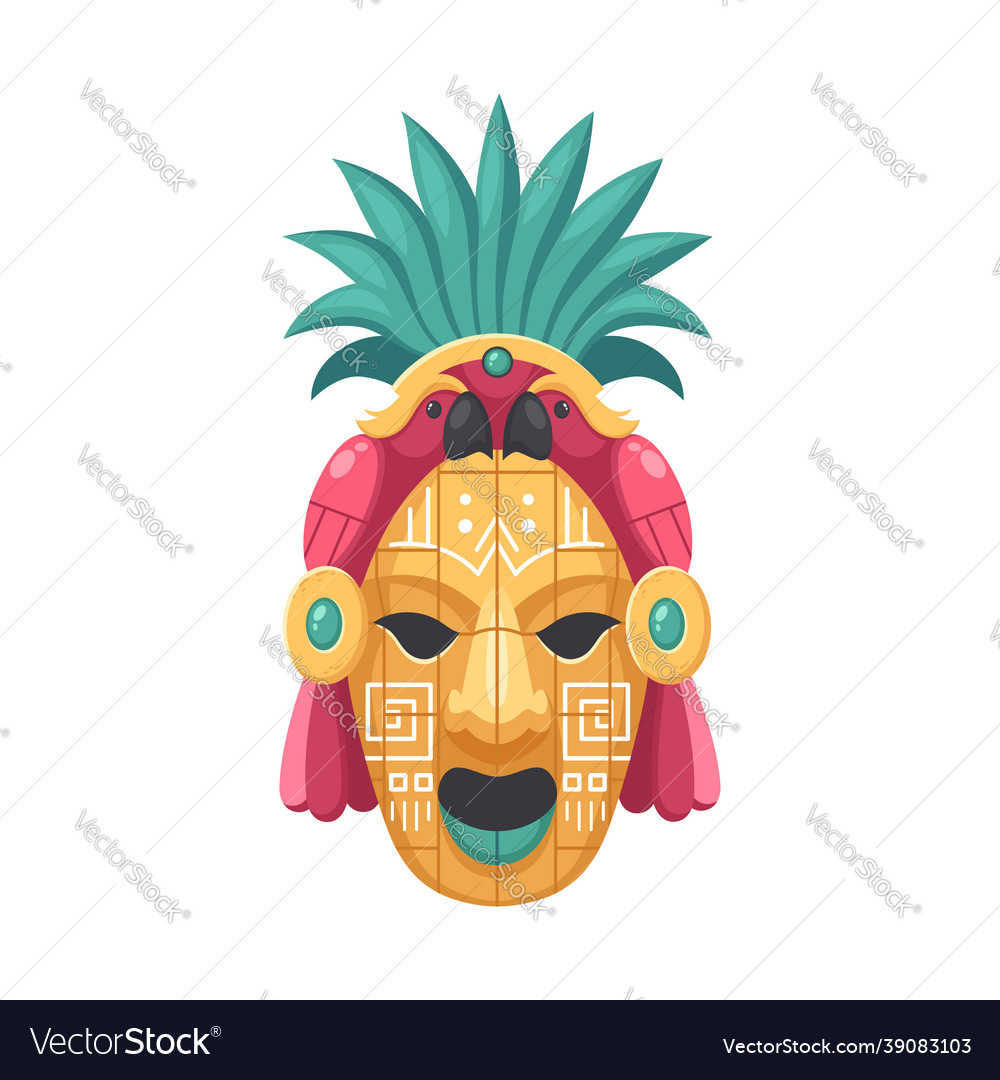 Maya parrot mask composition