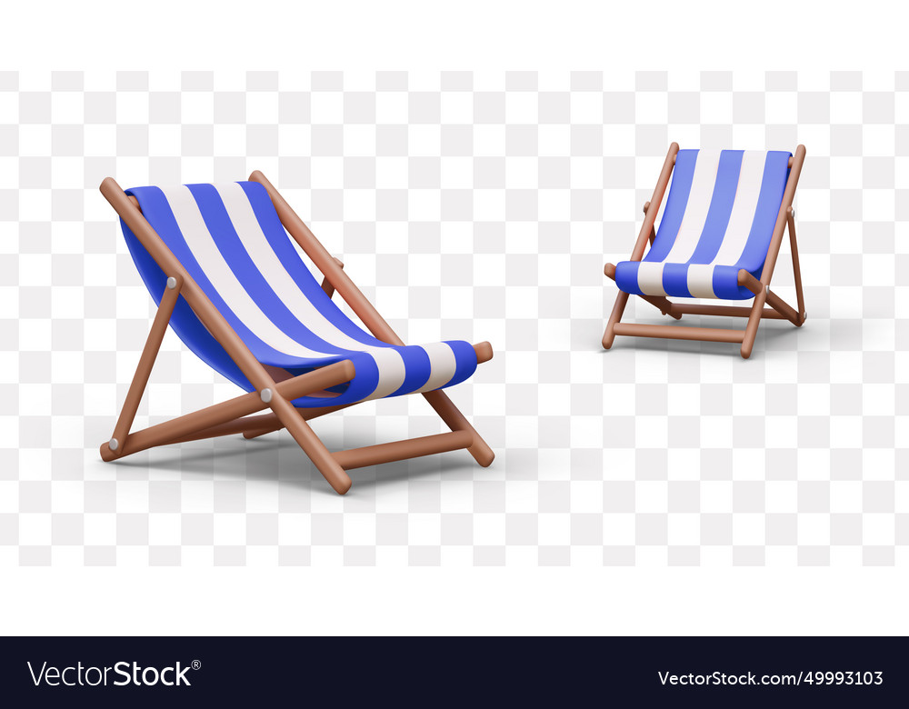 Realistic wooden deck chair for outdoor recreation