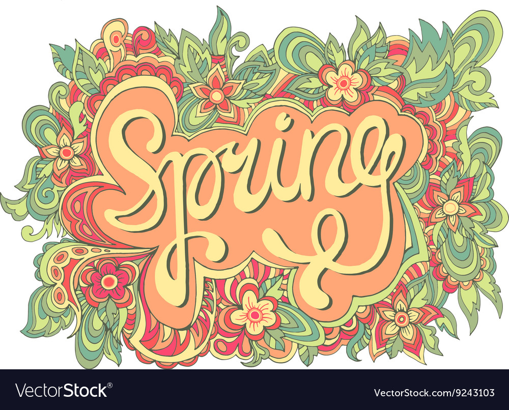 Spring hand drawing seamless pattern floral color Vector Image