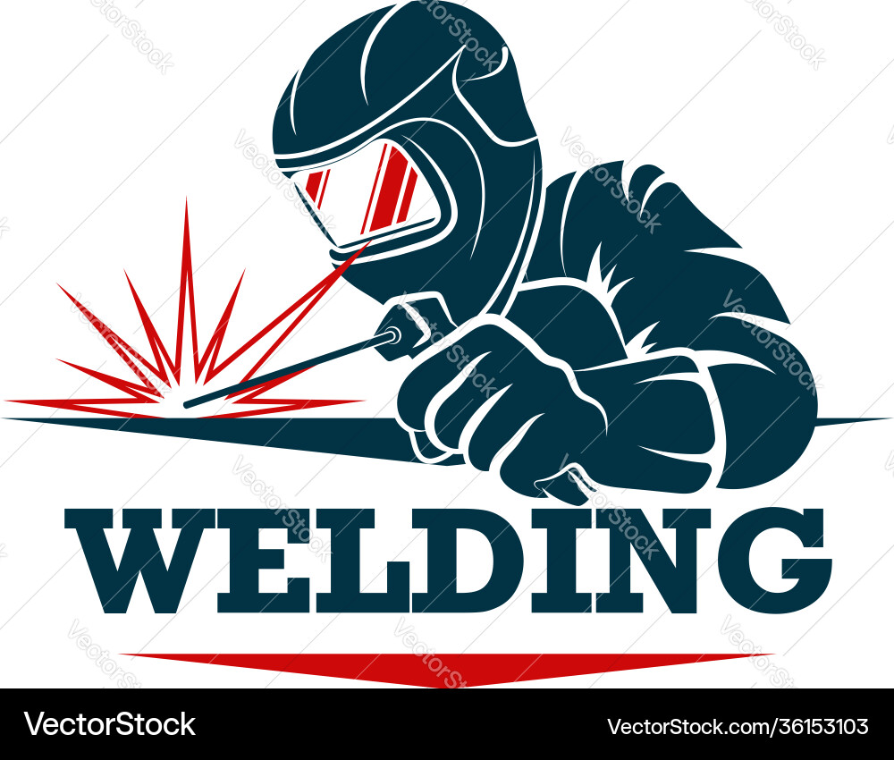 Welder in helmet with a welding machine hand Vector Image