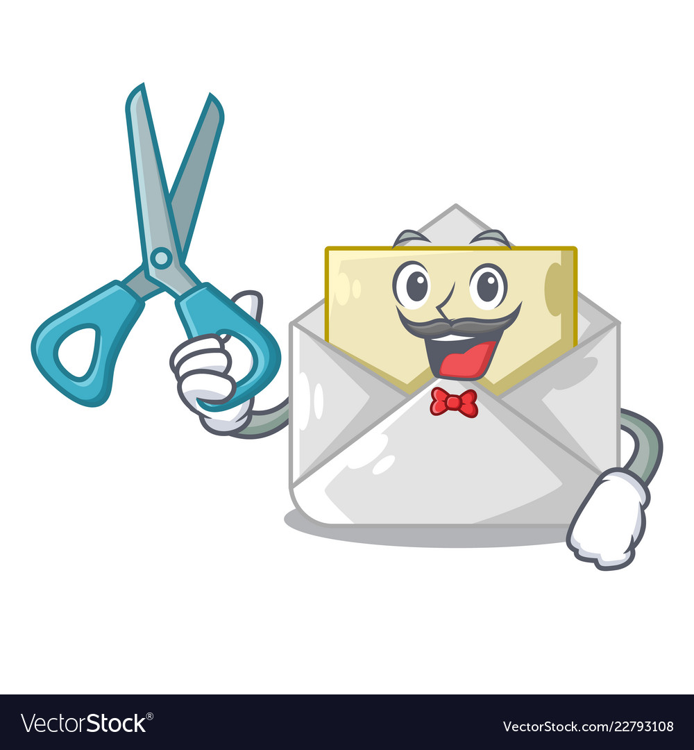 Barber opened and closed envelopes shaped cartoon