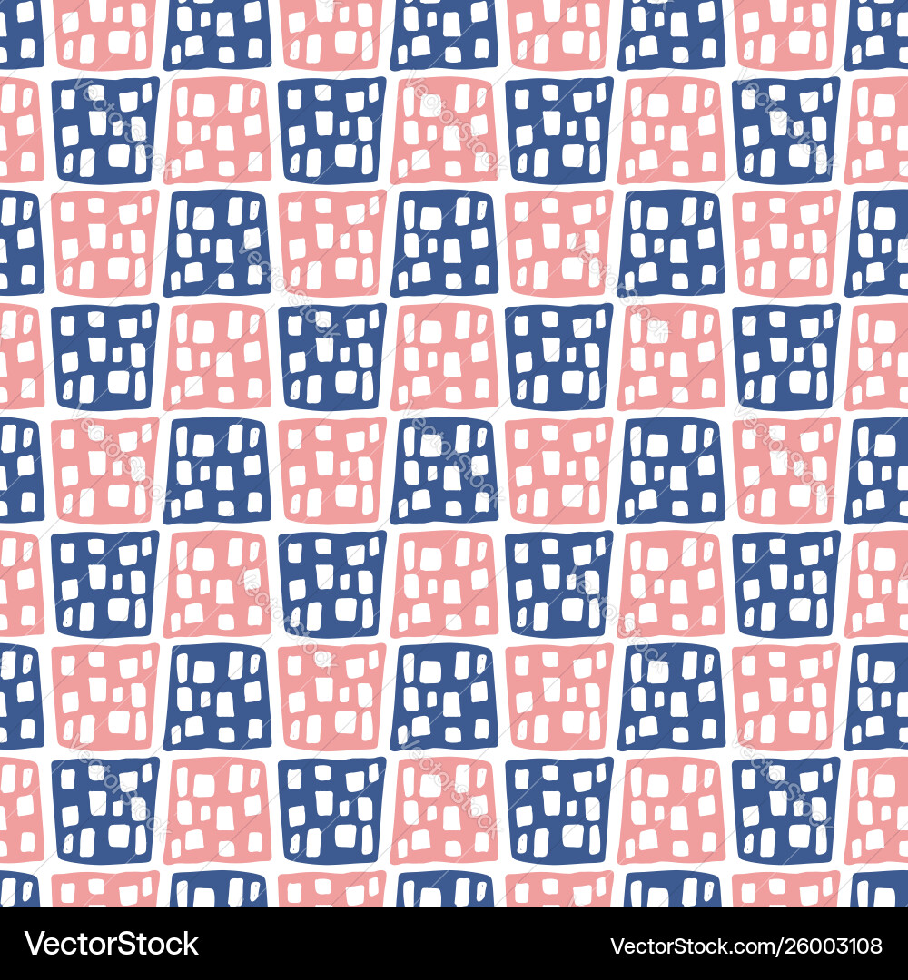 Cute blue and pink pattern with square shapes Vector Image
