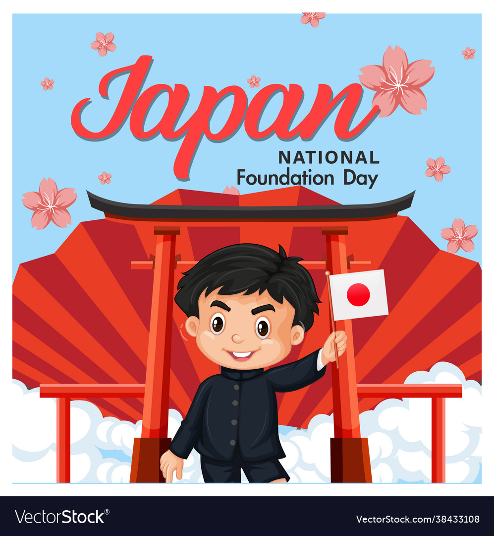 Japan national day banner with japanese children Vector Image