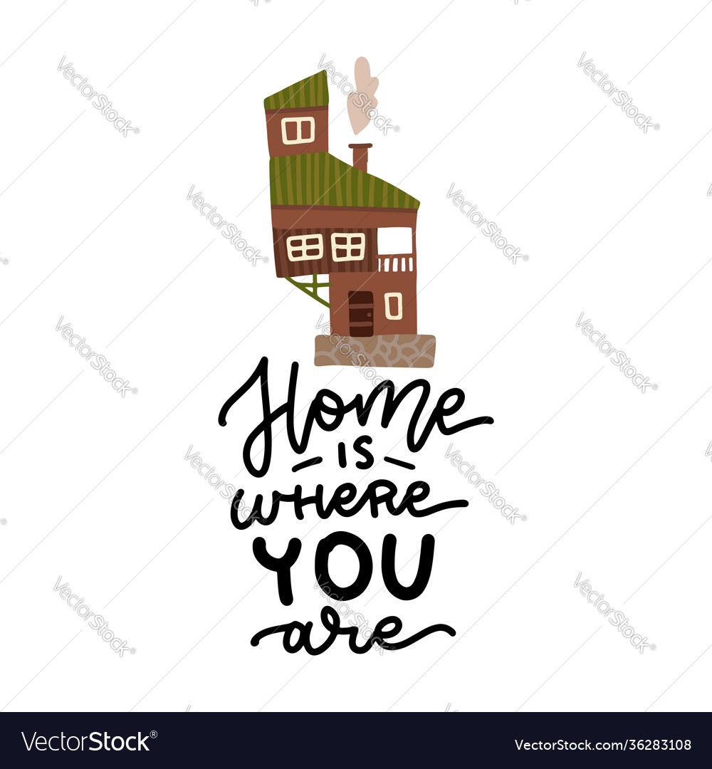 Lettering poster home is where you are with Vector Image