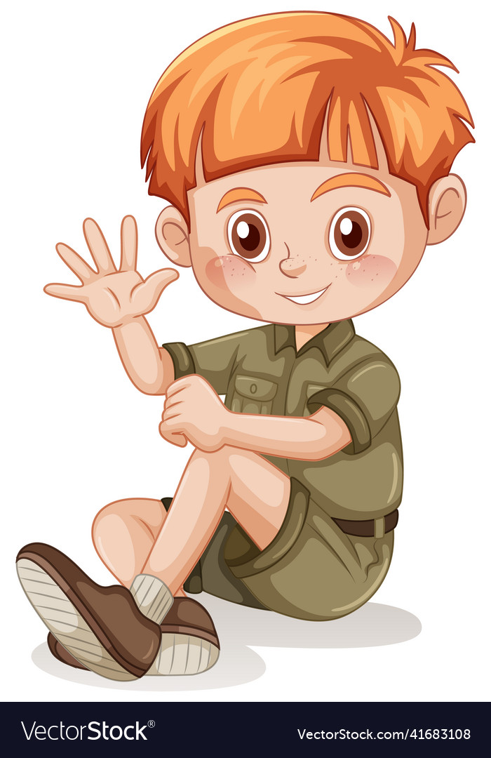 Little boy in scout uniform Royalty Free Vector Image