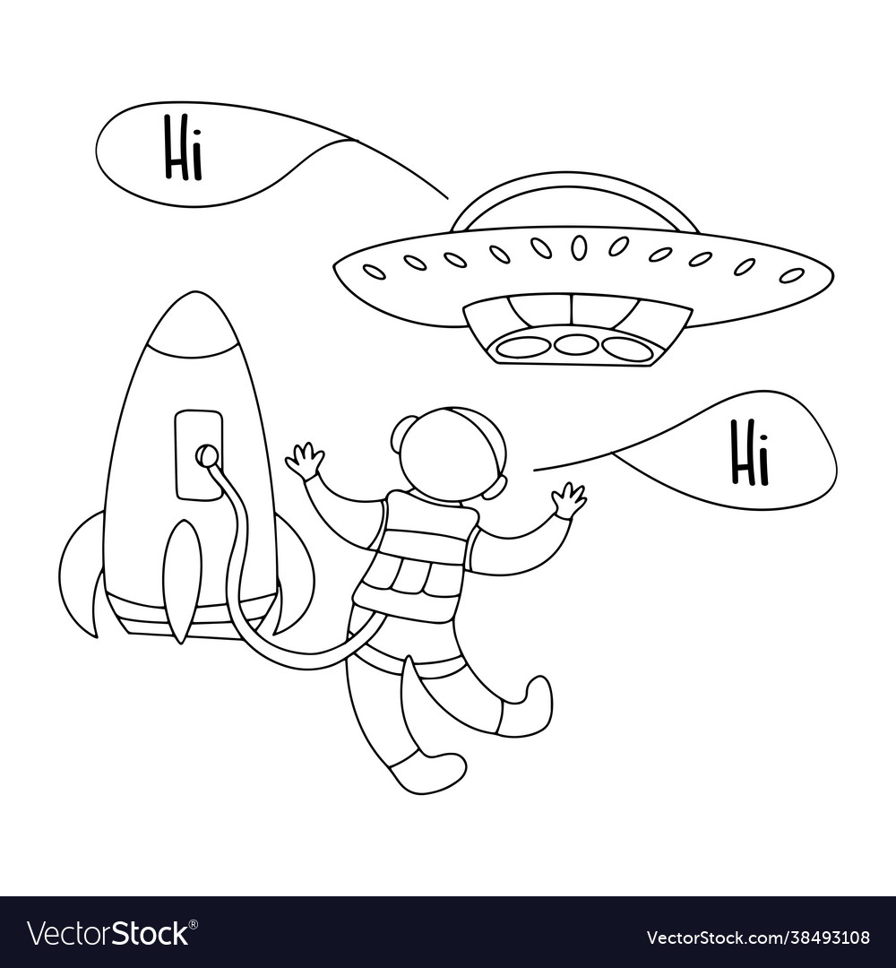 Meeting astronaut and ufo in space