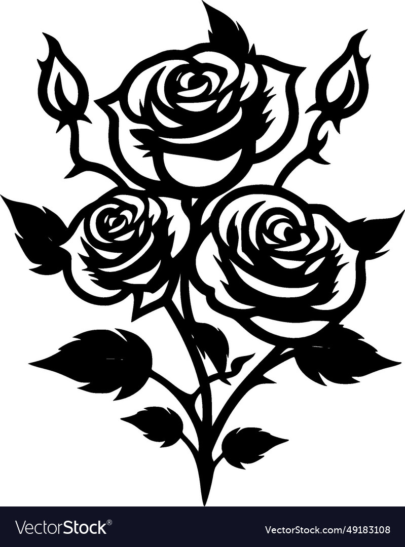 Roses - black and white Royalty Free Vector Image